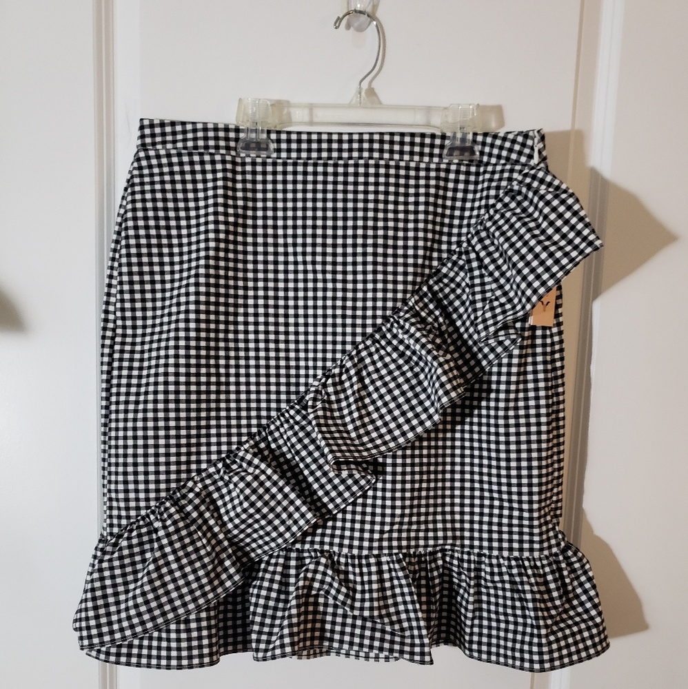 Nanette Lepore Gingham Skirt black white checkered